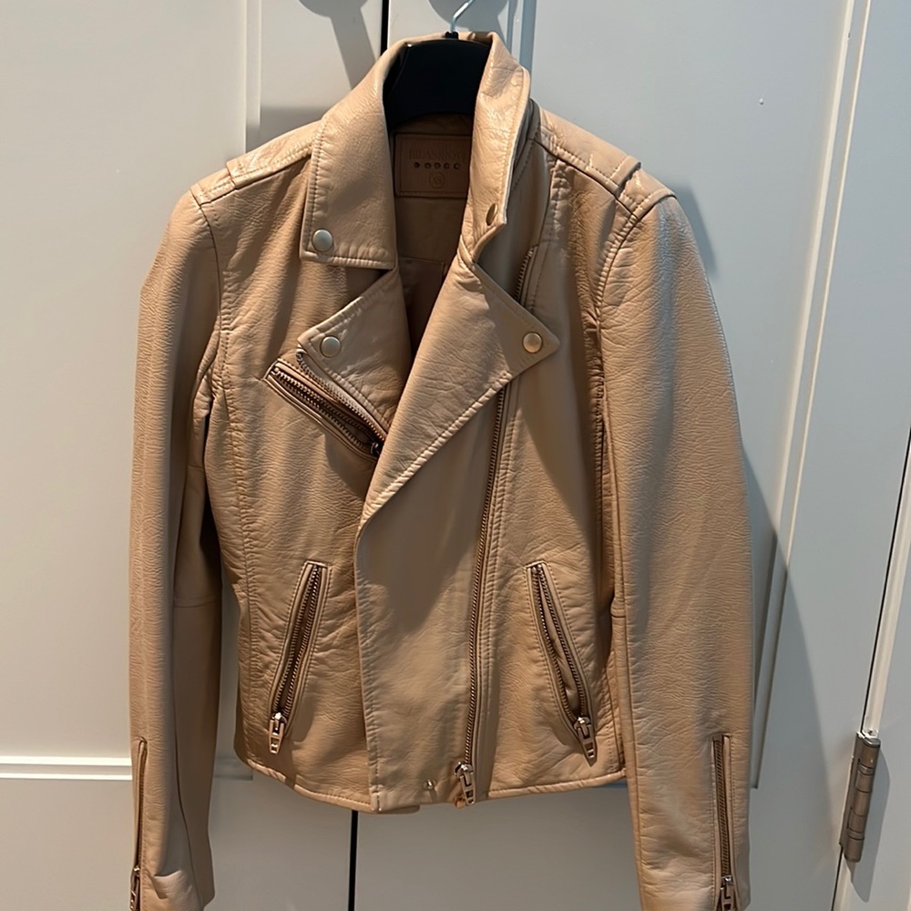 BlankNYC tan faux leather moto jacket XS